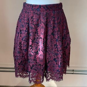 Banana Republic Lace Overlay pleated Skirt